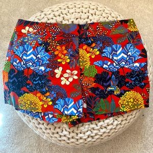 LOFT Tropical Floral Red Multicolor Cotton Blend Shorts